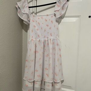 Altar'd State White Dress with Pink & Peach Floral Print